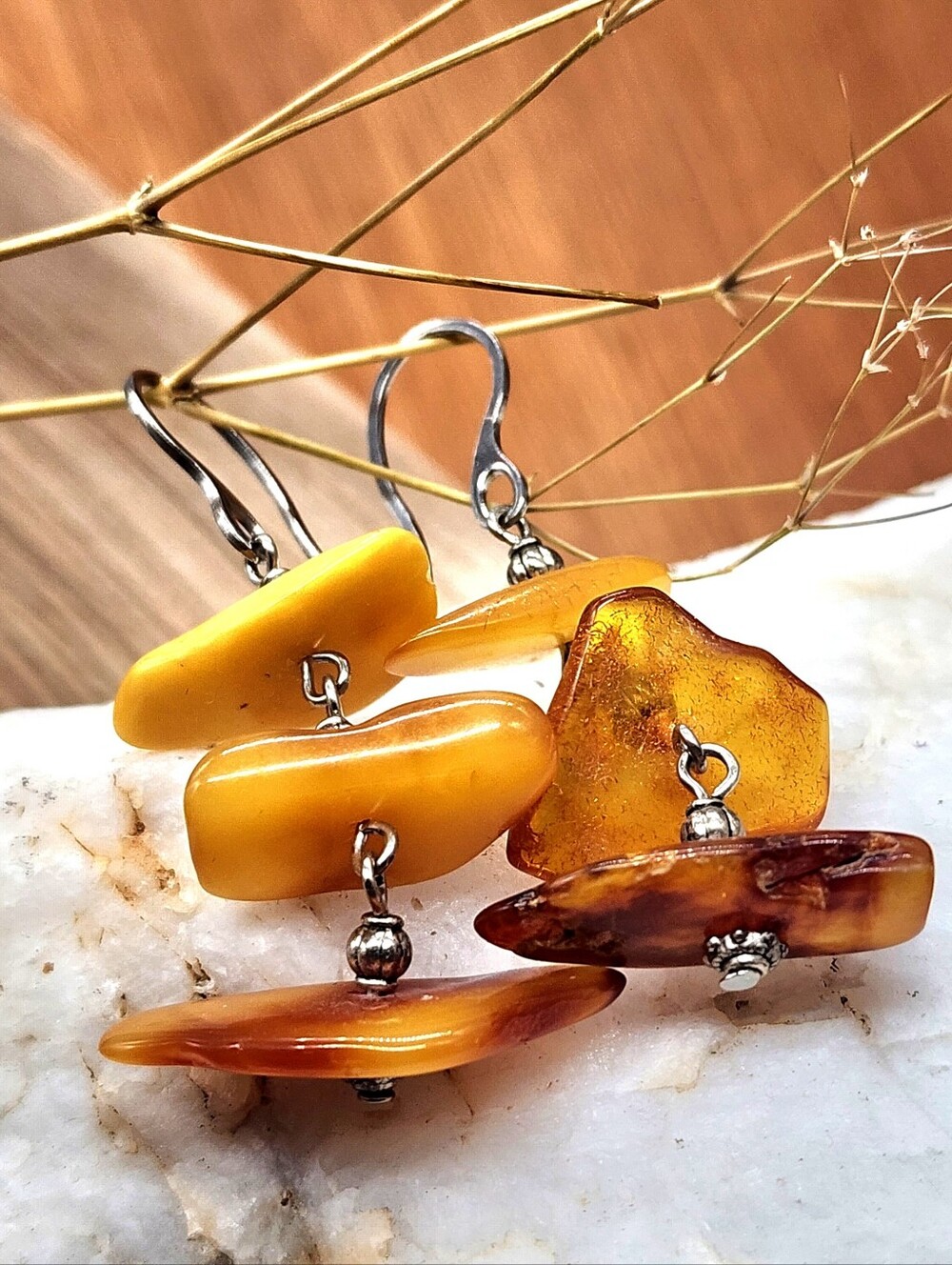 Amber Jewelry Lightweight Earrings Nuggets Silver Earrings Hypoallergenic